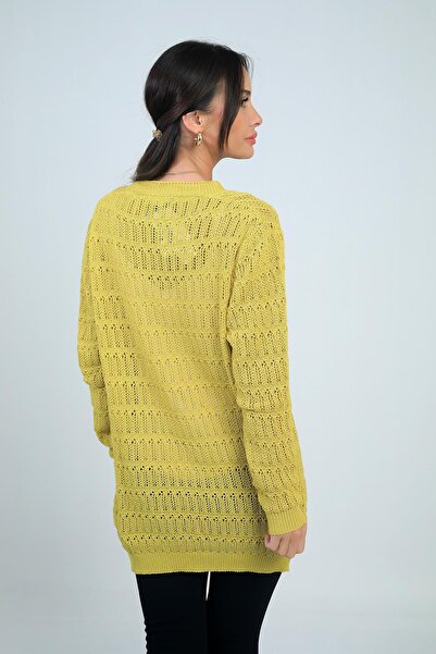 By Saygı Women's V-Neck Buttoned Front Comfortable Fit Mercerized Cardigan