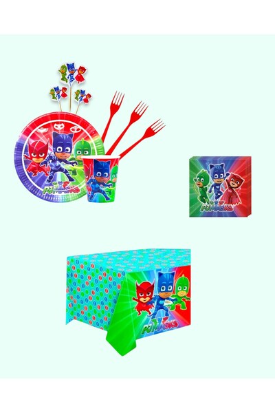 Evabrite Set de accesorii pentru petrecerea de aniversare pentru 32 de persoane Pijamaskeliler |   Ornamente pentru masa pentru petrecerea de ziua de nastere