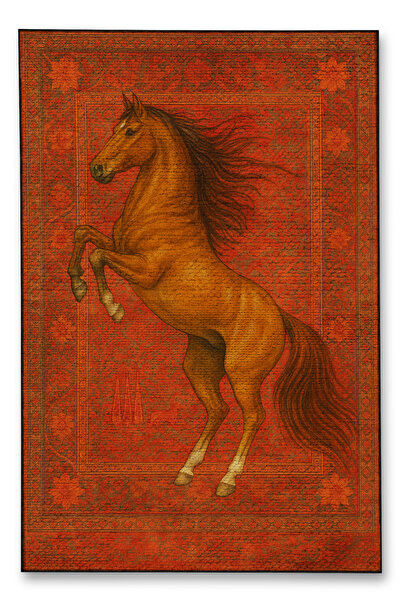 Rugs Modern Halı سجادة ديكور حديثة منسوجة بنمط الحصان النبيل ذات طابع برتقالي...