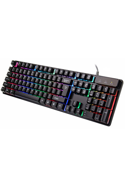 OEM Gaming Keyboard with RGB LED Lighting, Plug & Play USB, Lifespan 15 Million Keystrokes,, Black