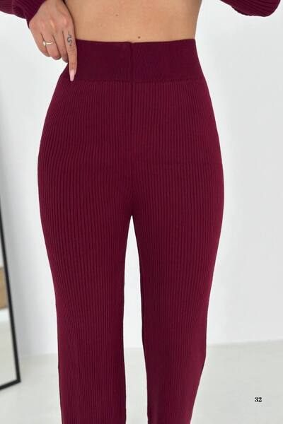 Moda Amore Ribbed Knitwear Sporty Stylish Tracksuit Style Two-Piece Set (Zippered Cardigan and Comfortable Pants) 66003