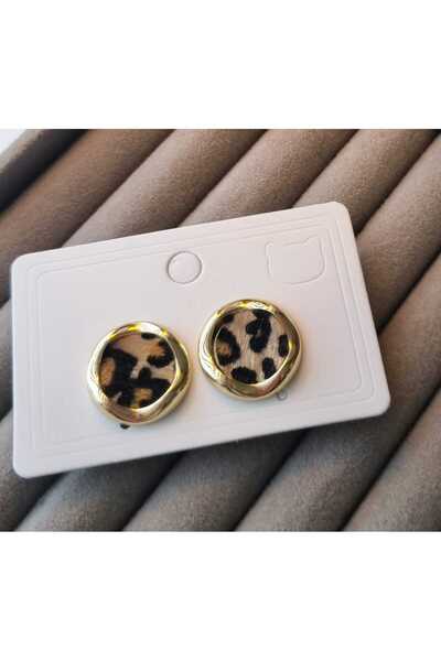 İNİTİUM Paslanmaz Çelik Leopar Desenli Dokulu Küpe