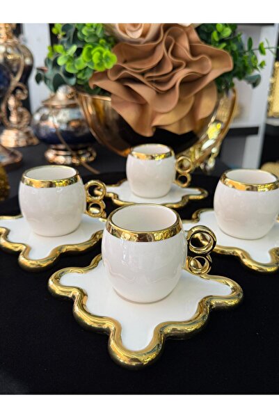 LOKMAN ZÜCCACİYE Square Plate Gold Gilded Simple First Class Porcelain Coffee...
