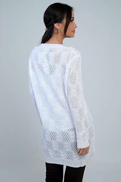 By Saygı Women's V-Neck Buttoned Front Comfortable Fit Mercerized Cardigan