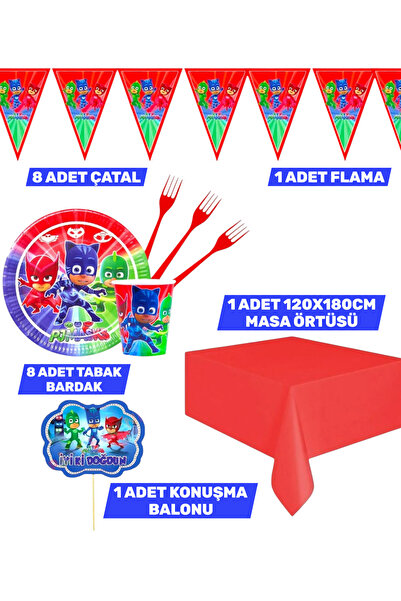 Evabrite Pijamaskeliler 8-Person Birthday Party Supplies Set | Birthday Eco Party Set