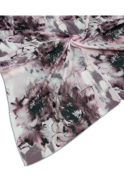 mim eşarp وشاح شيفون منقوش بالزهور من فالينو – 90×90 سم