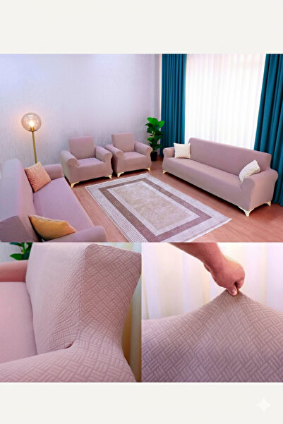 kutlale Set de huse pentru canapea jacquard model coș 3+3+1+1