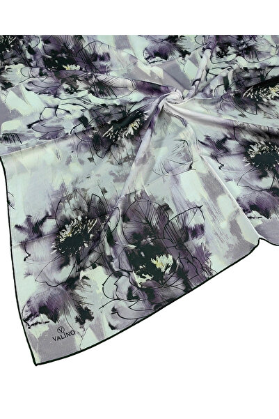 mim eşarp وشاح شيفون منقوش بالزهور من فالينو – 90×90 سم