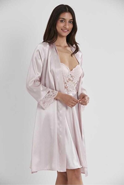 Pierre Cardin Powder Bra Covered Dressing Gown Nightgown Set 4265