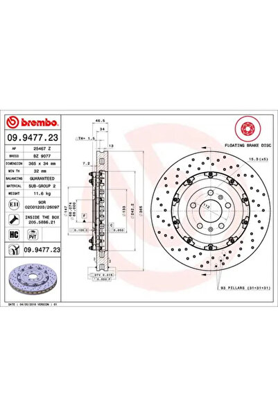 Brembo Disc Frana Audi A4 B7