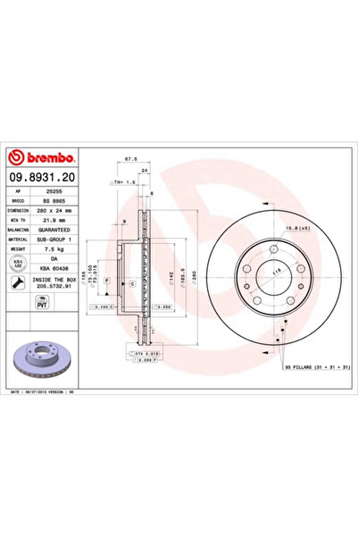 Brembo Disc Frana Citroen Jumper 1 Bus/Jumper 1 Caroserie/Jumper 1 Platou / S...