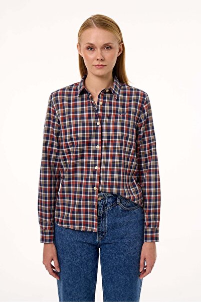 Galvanni Women's Shirt - Aneda Orange Multi Checked