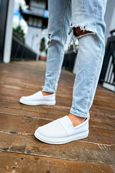 Zerenyus Brecon Чоловічі повсякденні черевики без шнурків, білі