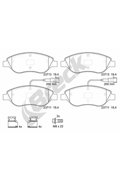 BRECK Комплект накладки дискови спирачки Alfa Romeo Mito Fiat Bravo 2/Stilo