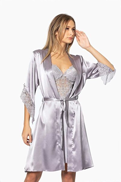 Pierre Cardin Midi Lace Dressing Gown Nightgown Set 4240 Royal
