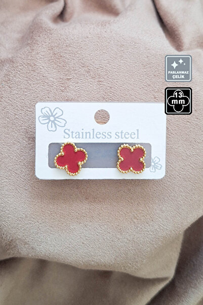 Miss TBee 🍀 4 Leaf Clover Steel Bracelet 🎨   Red Gold