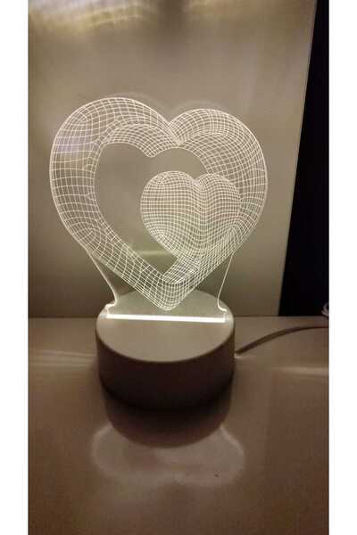 FAMEMUS ACCESSORY منتج إضاءة من البليكسي بتصميم قلب داخل قلب، مقاس المنتج 25 سم