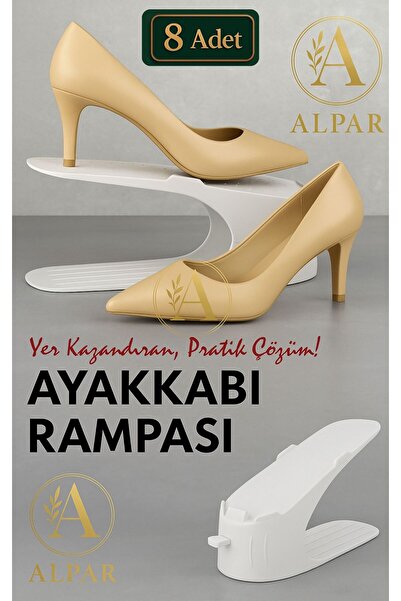 ALPAR 8Pcs White Shoe Ramp Space Saving Odorless Modern Shoe Organizer Shoe Stand