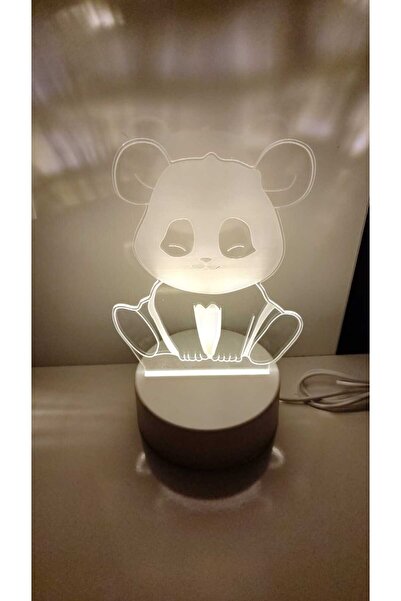 FAMEMUS ACCESSORY منتج إضاءة من البليكسي جلاس على شكل شخصية الباندا الجالسة، مقاس المنتج 25 سم