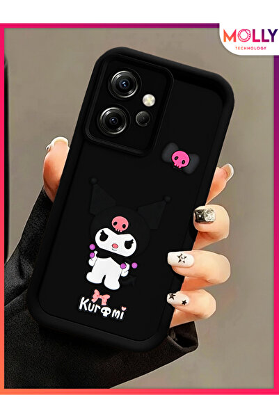 Molly Xiaomi REDMİ NOTE 12 4G İçin Siyah Kenarları Kalın 3d Kabartmalı Kawaii...