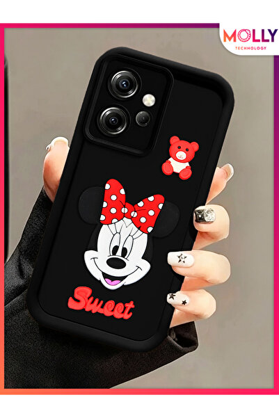 Molly Xiaomi REDMİ NOTE 12 4G İçin Siyah Kenarları Kalın 3d Kabartmalı Seviml...