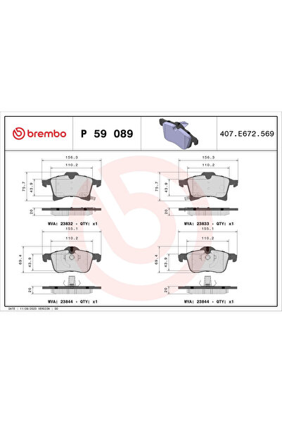 Brembo Комплект дискови спирачни накладки Opel Adam/Corsa D/Corsa E Модел Vau...