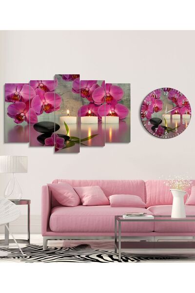 FORONEUS 5 parçalı tablo ve saat seti