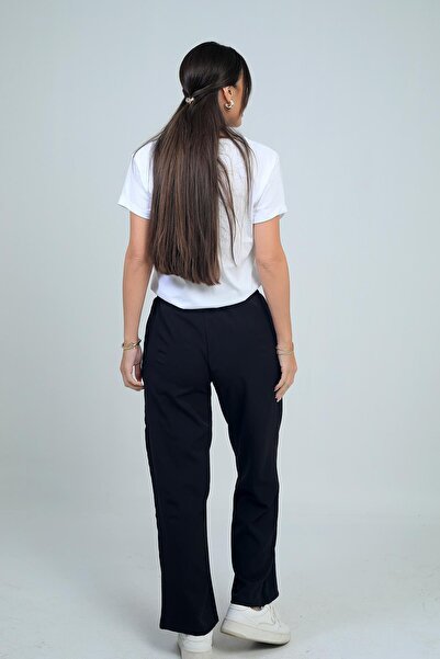 By Saygı Women's Elastic Waist Lace-Up Side Pocket Palazzo Pants