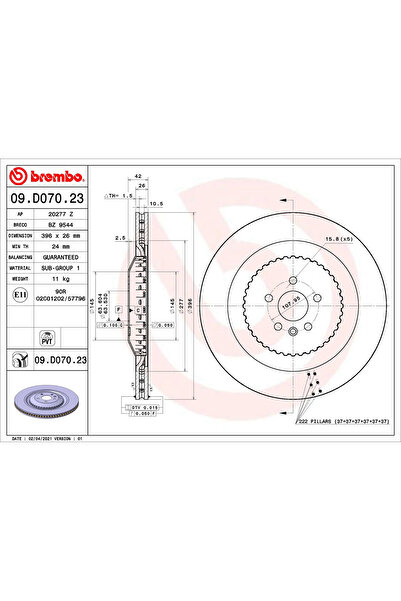 Brembo Disc Frana Jaguar F-Pace Land Rover Range Rover Velar