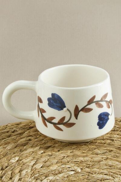 feryal Flower Leaf Pattern Ceramic Mug