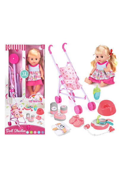 OEM Set papusa cu 12 sunete si carucior plus accesorii pentru fetite cu varsta 36luni++