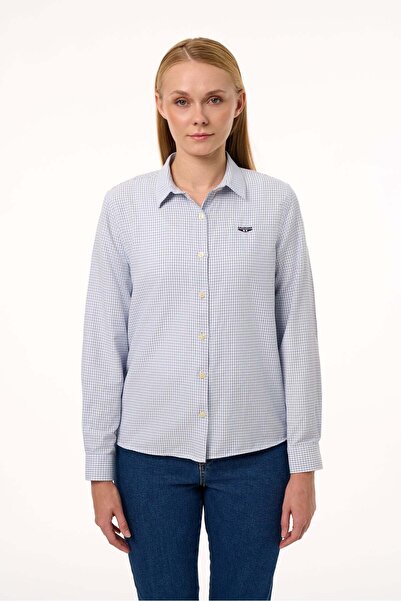 Galvanni Women's Shirt - Letta Light Blue Multi Checked