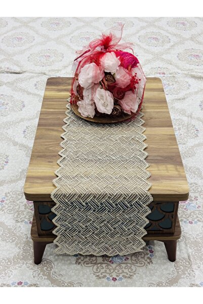 Muensu Kapiçino Lüks Tekli Runner Masa Örtüsü, Silikon Runner, Tekli Ranır, Y...