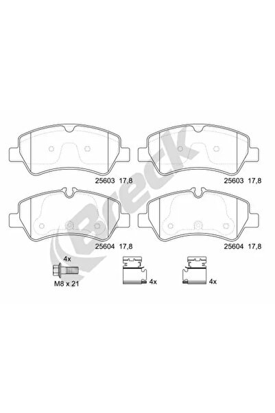 BRECK Комплект спирачни накладки дискови спирачки Ford Transit V363 каросерия