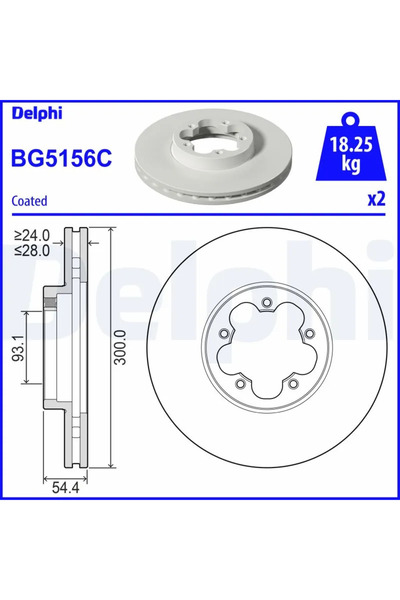 DELPHİ Спирачен диск Ford Transit Bus/Transit Body/Transit Platform/Chasis