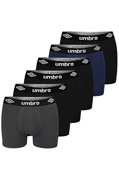 UMBRO Men's Cotton Boxers, Logo, Multicolor, set of 6 pieces.