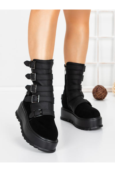 mei Ghete Dama cu Platforma 56WL2 Negru