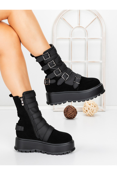 mei Ghete Dama cu Platforma 56WL2 Negru