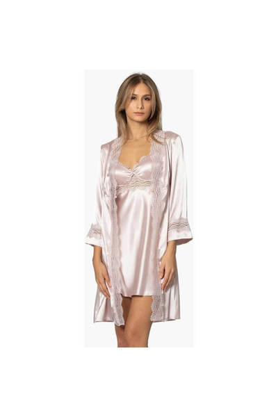 Pierre Cardin 6-Piece Satin Nightgown Dressing Gown Dowry Set 6010 Powder