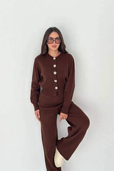 MAXXANA Set de tricotaje din două piese, cardigan slim fit și pantaloni largi