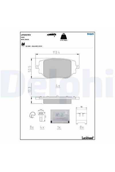 DELPHİ Комплект накладки за дискови спирачки Citroen Jumpy 3 Bus/Jumpy 3 Body...