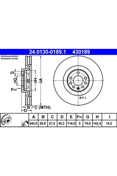 Ate Set Discuri Frana Opel Vectra C Saab 9-3 2002-2015