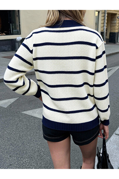 MEECY Pulover tricotat pentru femei, model Zr, cu guler polo, tricotat, oversize