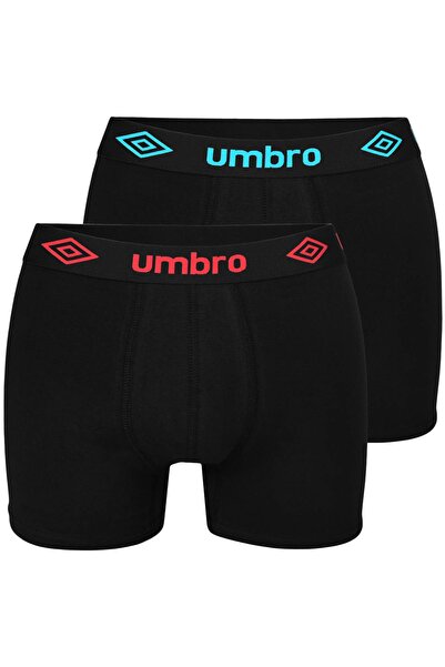 UMBRO Men's Cotton Boxers, Logo, Black, set of 8 pieces.