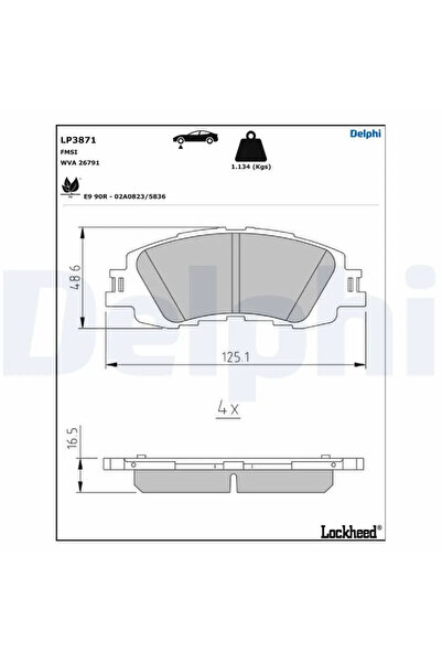 DELPHİ Set Placute Frana Frana Disc Toyota Yaris