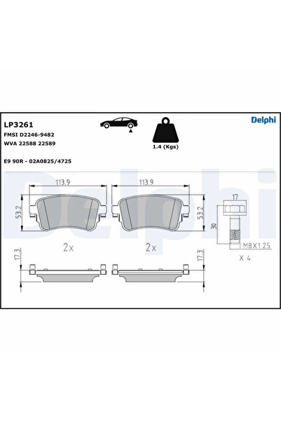 DELPHİ Set Placute Frana Frana Disc Citroen Jumpy 3 Bus/Jumpy 3 Caroserie/Jum...