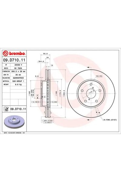 Brembo Disc Frana Subaru Legacy 6/Levorg