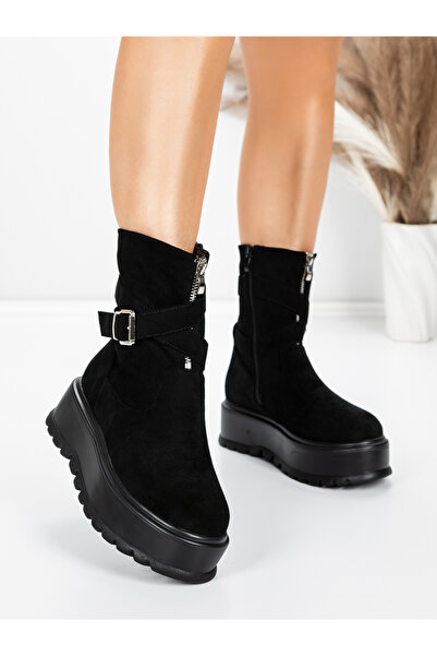 mei Ghete Dama cu Platforma 5W83 Negru