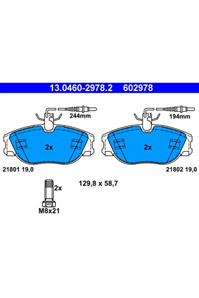 Ate Комплект дискови спирачни накладки Citroen Evasion Microbus/Jumpy 1 Fiat ...