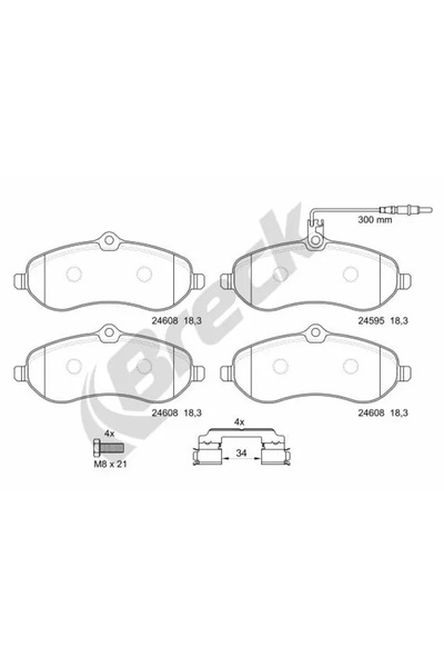 BRECK Комплект накладки за дискови спирачки Citroen Jumpy 2 Fiat Scudo Bus/Sc...